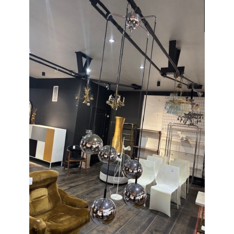 Suspension chrome vintage 5 boules