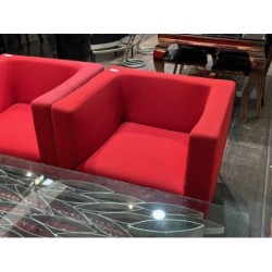 Fauteuil tissu rouge design...