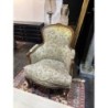 Bergère style louis xv tissu fleuri blanc crème