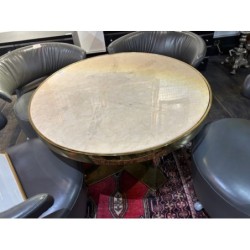 Table rond vintage laiton marbre grand modèle