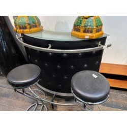 Tabouret de bar noir et chrome vintage paire