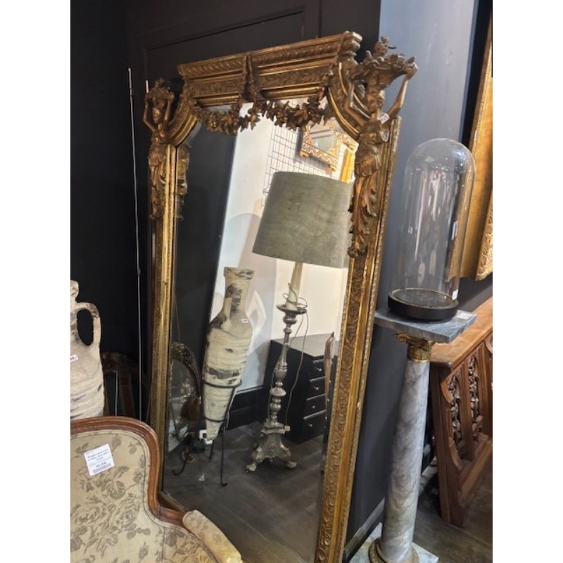 Miroir trumeau doré Napoleon III (miroir pas d'époque)